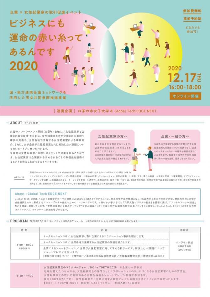 【12/17】2020年度内閣府共催「企業×女性起業家の取引促進イベント」（オンライン）