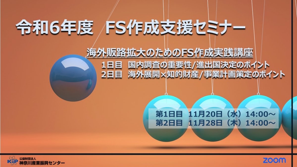 【11/20, 28】令和6年度 FS作成支援セミナー（オンライン）