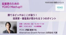 【6/20】起業家のためのYOXO Meetup!!「勝てるピッチはここが違う！投資家・審査員が惹かれる3つのポイント！」